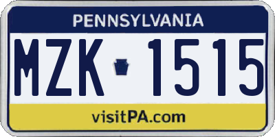 PA license plate MZK1515