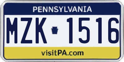 PA license plate MZK1516