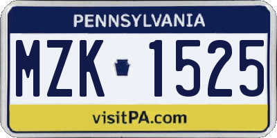 PA license plate MZK1525