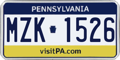 PA license plate MZK1526