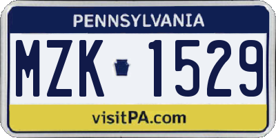 PA license plate MZK1529