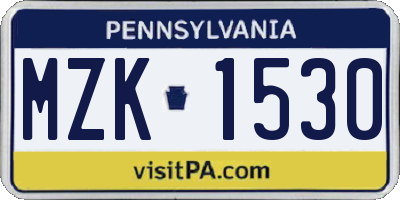 PA license plate MZK1530