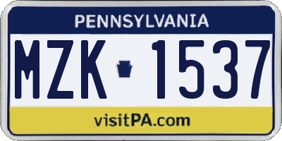 PA license plate MZK1537