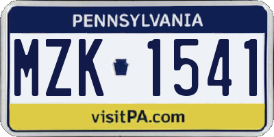 PA license plate MZK1541