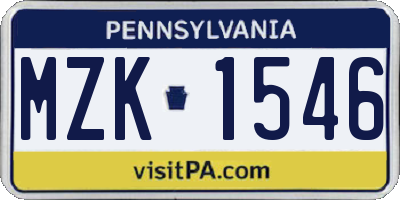 PA license plate MZK1546
