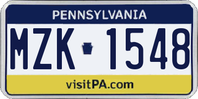 PA license plate MZK1548