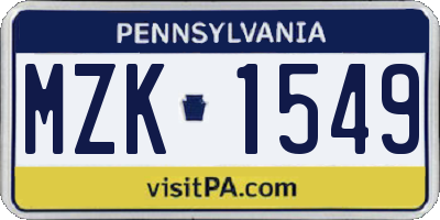 PA license plate MZK1549
