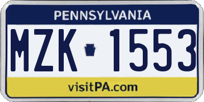 PA license plate MZK1553