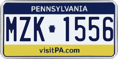 PA license plate MZK1556