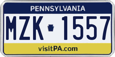 PA license plate MZK1557