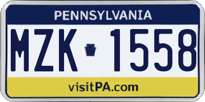 PA license plate MZK1558