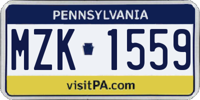 PA license plate MZK1559