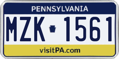 PA license plate MZK1561