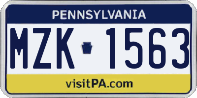 PA license plate MZK1563
