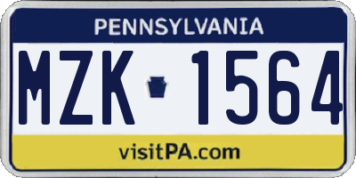 PA license plate MZK1564
