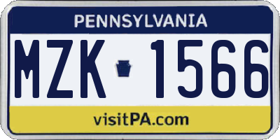 PA license plate MZK1566