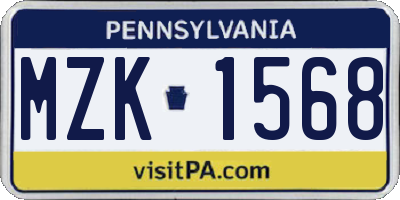 PA license plate MZK1568