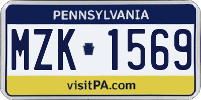 PA license plate MZK1569