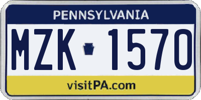PA license plate MZK1570