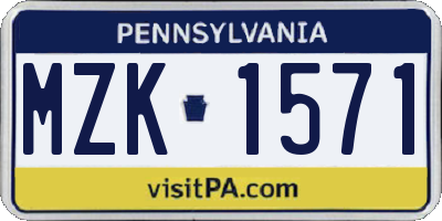 PA license plate MZK1571
