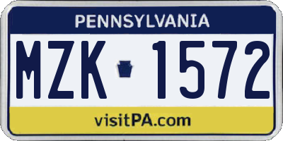 PA license plate MZK1572