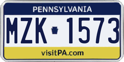 PA license plate MZK1573