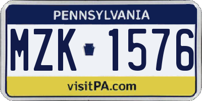 PA license plate MZK1576