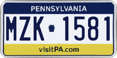 PA license plate MZK1581