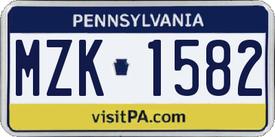 PA license plate MZK1582