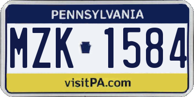 PA license plate MZK1584