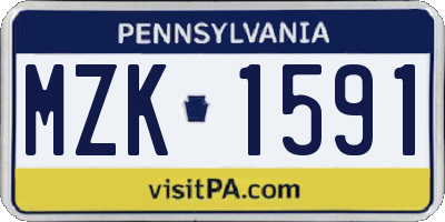 PA license plate MZK1591