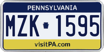 PA license plate MZK1595