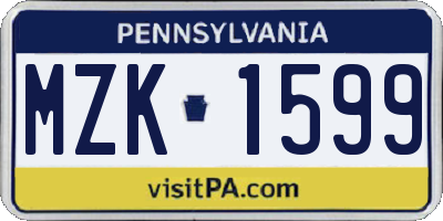 PA license plate MZK1599