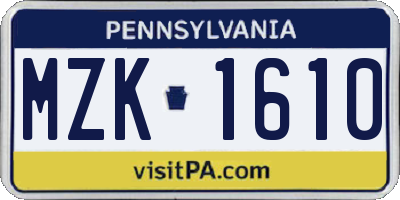 PA license plate MZK1610