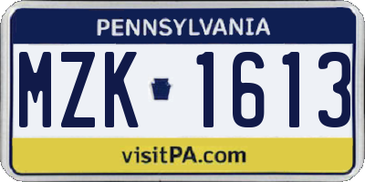 PA license plate MZK1613