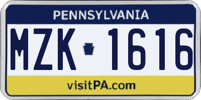 PA license plate MZK1616