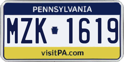 PA license plate MZK1619
