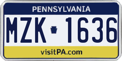 PA license plate MZK1636