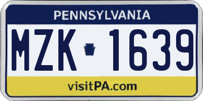 PA license plate MZK1639