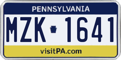 PA license plate MZK1641