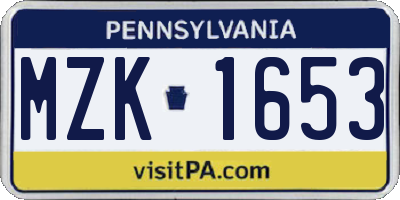 PA license plate MZK1653
