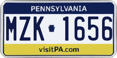 PA license plate MZK1656