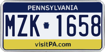 PA license plate MZK1658