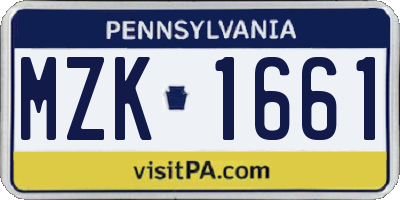 PA license plate MZK1661