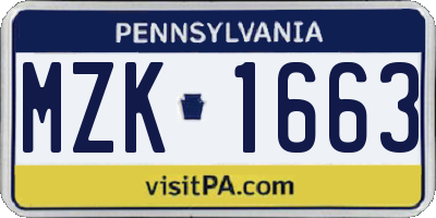 PA license plate MZK1663