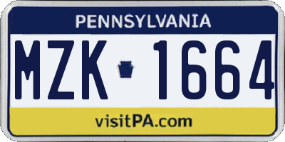 PA license plate MZK1664