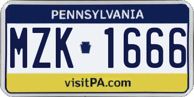 PA license plate MZK1666