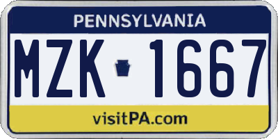 PA license plate MZK1667