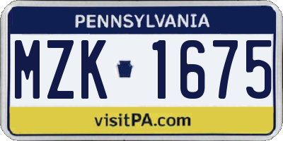 PA license plate MZK1675