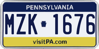 PA license plate MZK1676